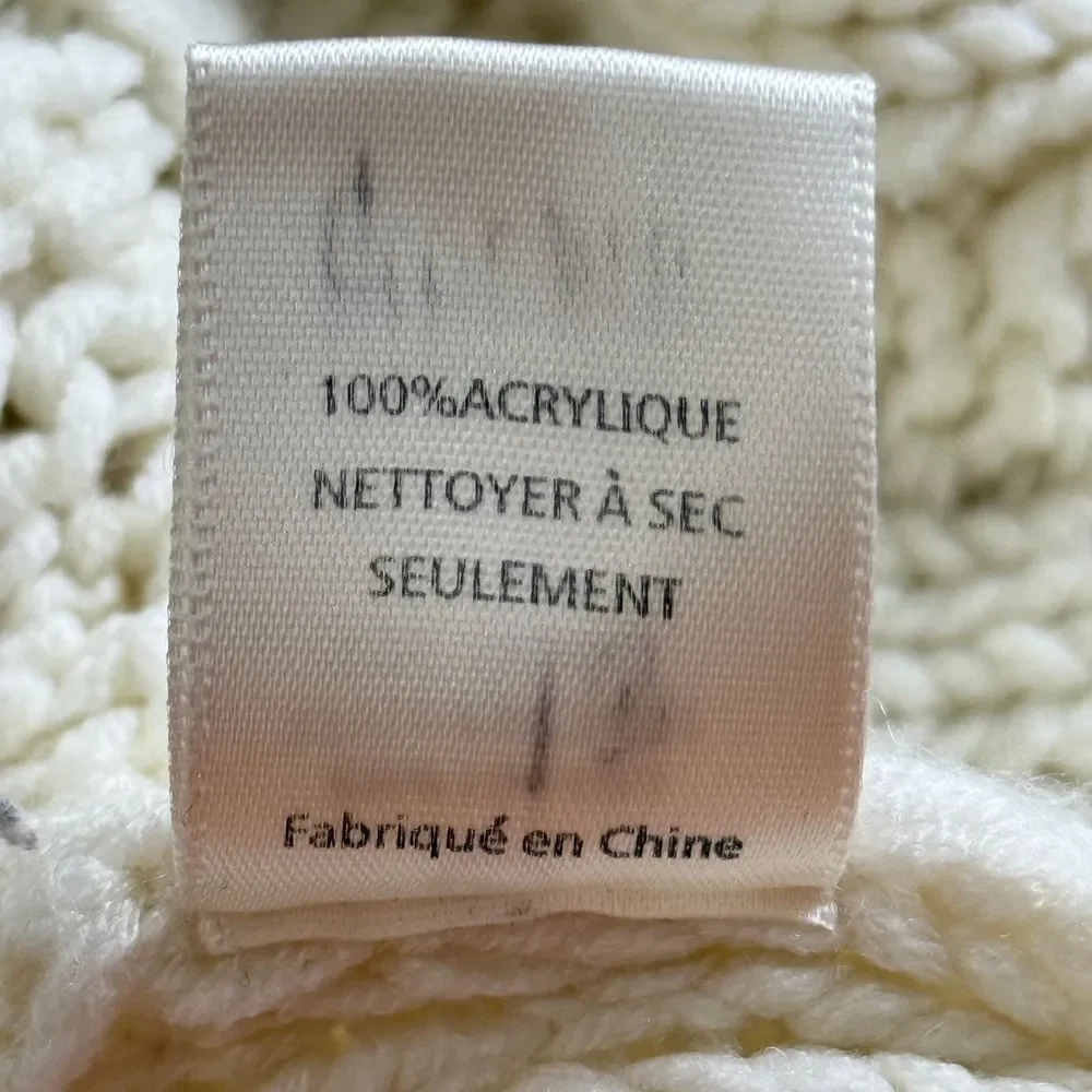 Revolve JOA Distressed Cable Knit Sweater Womens S Cream Oversized Pullover Edgy